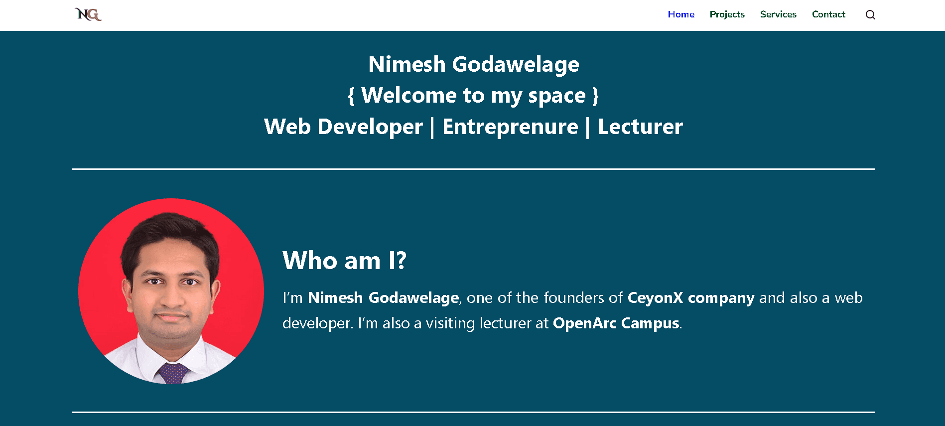 Nimesh Godawelage Website preview