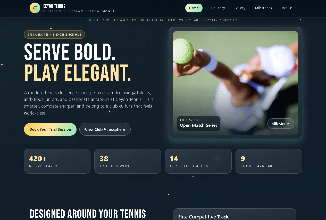 Tennis Club Website preview