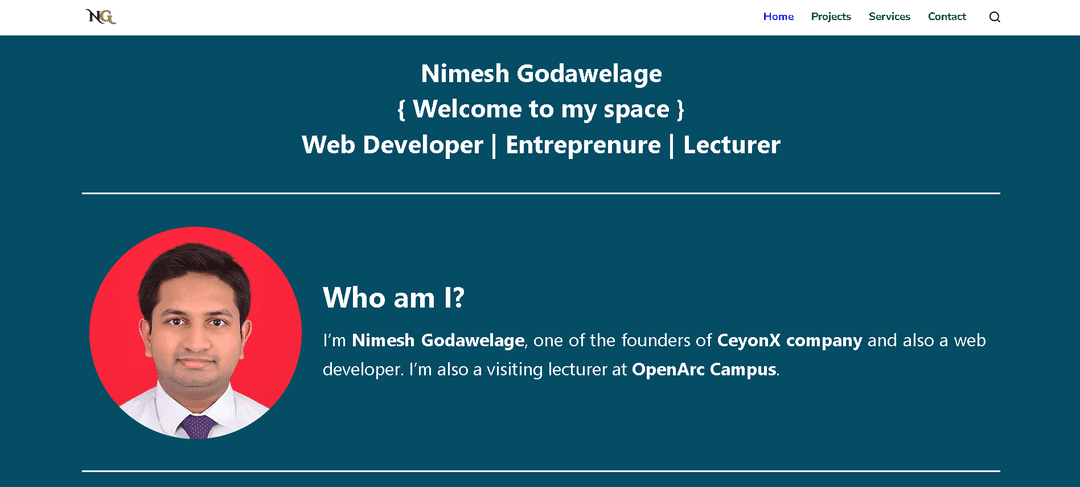 Nimesh website screenshot 1